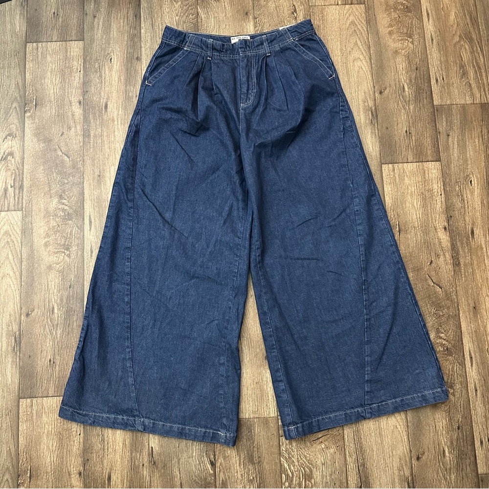 Free People We The Free Equinox Denim Trousers Blue Jeans Wide Leg Size 30